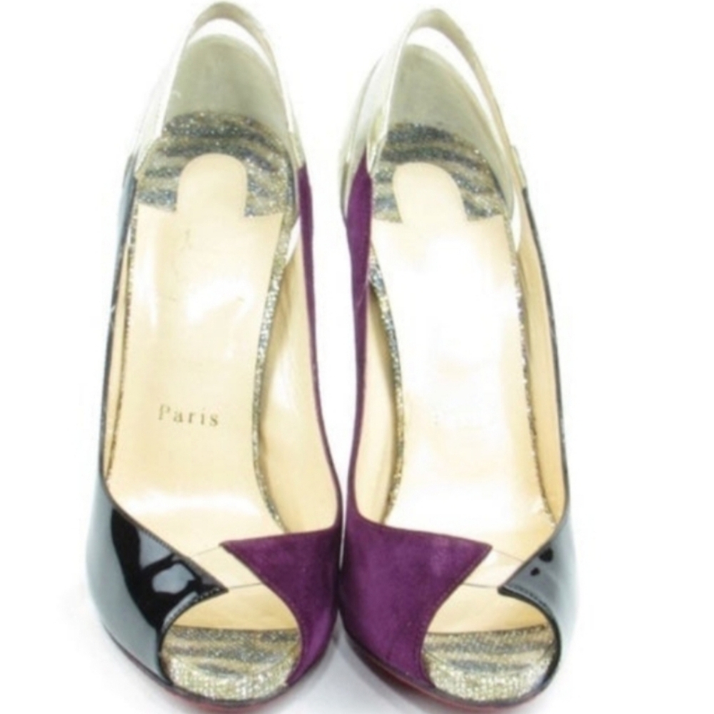 Louboutin Technicatina Red Bottoms Patent Leather &Suede W Tiger Striped Insoles